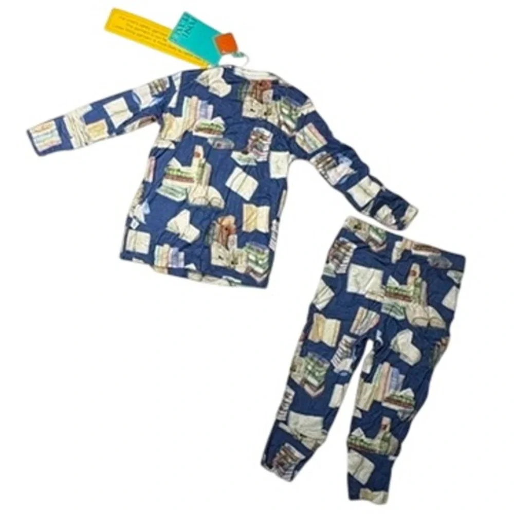 Posh Peanut Bamboo Library Blue‎ Pajama Set 6-12 months Whimsygoth Fantasy NEW